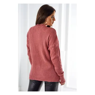 Over-the-head sweater with fashionable dark pink fabric