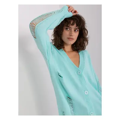 Women's mint cardigan with wool