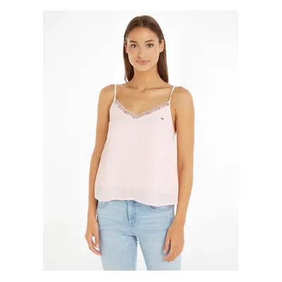 Light Pink Women's Tank Top with Lace Tommy Jeans Essential Lace - Women