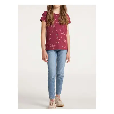 Burgundy Girls' Patterned T-Shirt Ragwear Violka - Girls