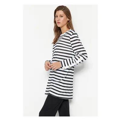 Trendyol Black Striped Stone Detailed Knitted Tunic