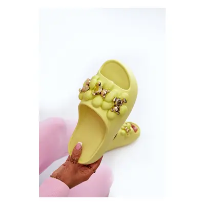 Women's foam slippers with embellishments on a thick sole, Bremavia lime