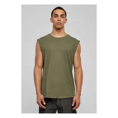 Olive sleeveless T-shirt with open brim