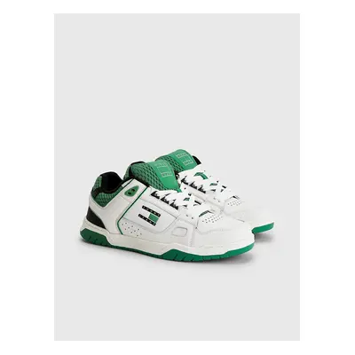 Green-White Mens Leather Sneakers Tommy Jeans - Men