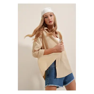 Bigdart Oversize Long Basic Shirt - Beige