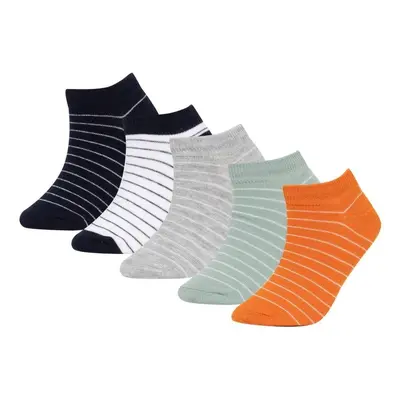 DEFACTO Boy's 5-Piece Cotton Striped Booties Socks