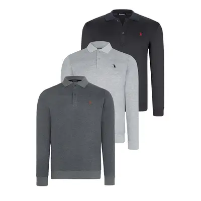 TRIPLE SET V4007 DEWBERRY MEN'S SWEATSHIRT-NAVY-ANTHRACITE-GREY