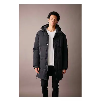 DEFACTO Hooded Puffer Parka Faux Für Lined Zippered Pocket