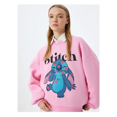 Koton Stitch Oversize Sweatshirt Crew Neck Raised Printed Licensed