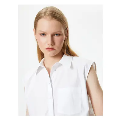 Koton Crop Shirt Short Sleeve Buttoned Pocket Detail Cotton