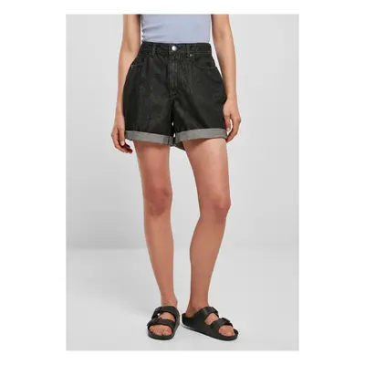 Women's High-Waisted Boyfriend Shorts - Black Washed