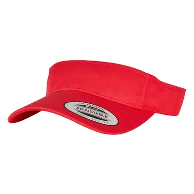 Curved red visor cap