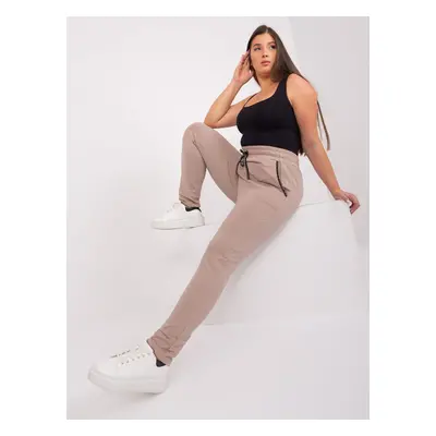 Beige plus size sweatpants with drawstring from Savage