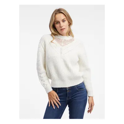 Orsay Women's Cream Sweater with Lace - Women