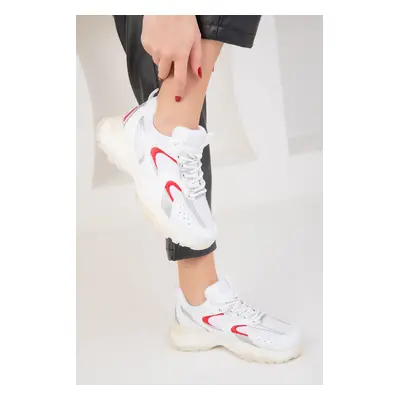 Soho White-Silver-Red Women's Sneakers