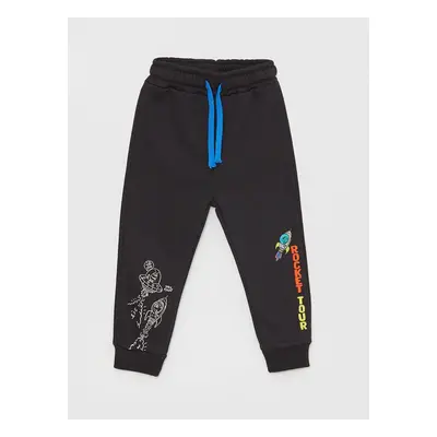 LC Waikiki Baby Boy Jogger Tracksuit Bottoms with an Elastic Printed Waist.