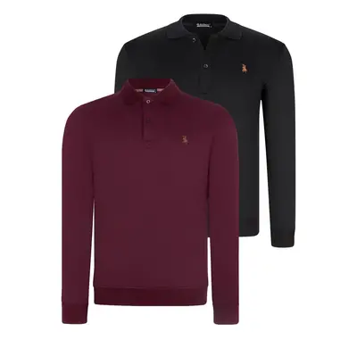 DOUBLE SET V4007 DEWBERRY MEN'S SWEATSHIRT-PURPLE-BLACK