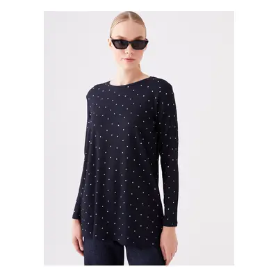 LC Waikiki Women's Crew Neck Polka Dot Long Sleeve Tunic