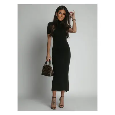 Black pencil turtleneck midi dress