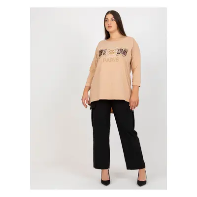 Women's beige cotton blouse plus size