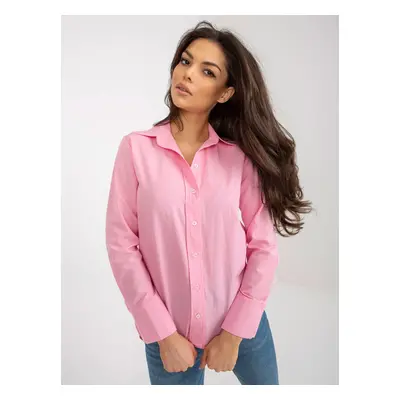 Pink Cotton Classic Shirt With Collar