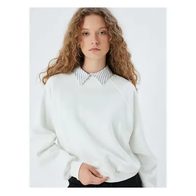 Koton Basic Sweatshirt Crew Neck Stitch Detailed Raised