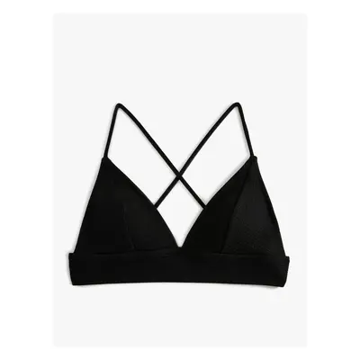 Koton Triangle Bikini Top Textured Cross Strap Covered