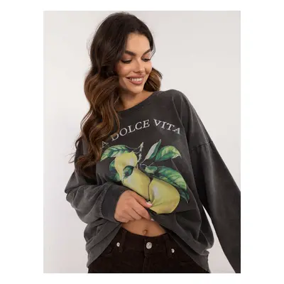 Graphite women's blouse oversize with inscription