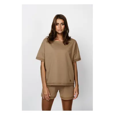 Alta women's blouse with short sleeves - camel