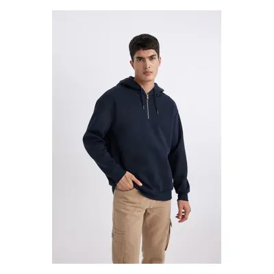 DEFACTO Oversize Fit Hooded Half Zip Sweatshirt