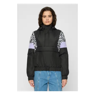 Women's AOP Mixed Pull Over Jacket Black/Zebra