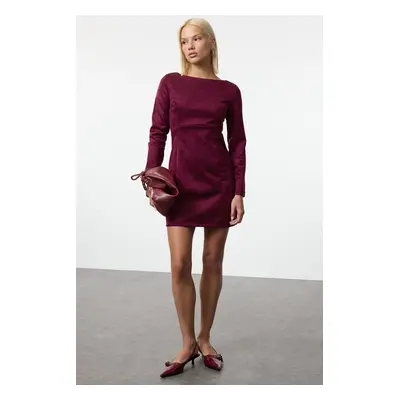 Trendyol Burgundy Straight Cut Mini Woven Dress