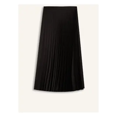 DEFACTO A-Line High Waist Pleated Basic Plain Satin Maxi Skirt