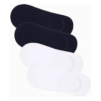 Ombre Men's foot socks 4-pack - white and navy OM-SOSS