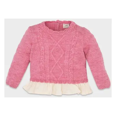 DEFACTO Baby Girl Pink Crew Neck Knitted Sweater