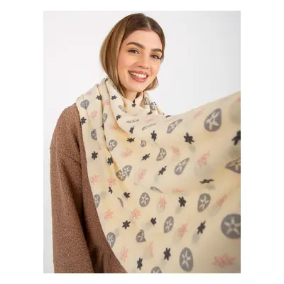 Ecru women's scarf with prints