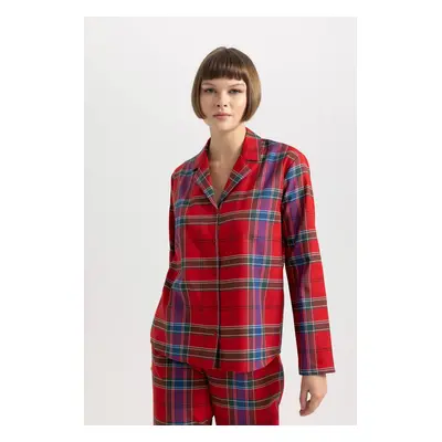 DEFACTO Fall In Love Pajama Collar Flannel Casual Top