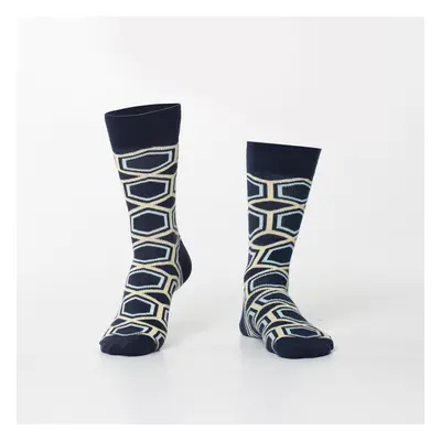 Men's socks with a navy blue pattern