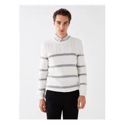 LC Waikiki Crew Neck Long Sleeve Striped Men's Knitwear Sweater