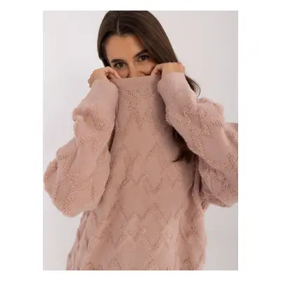 Dark pink oversize sweater with patterns