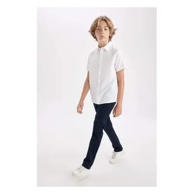 DEFACTO Boy's Straight Leg Elastic Waist Pocket Navy Blue Gabardine School Trousers T8850a624au