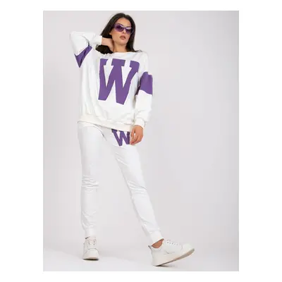 White and purple long-sleeved sweatshirt