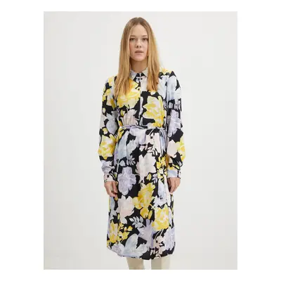 Black and yellow women's floral dress VILA Kikki - Ladies