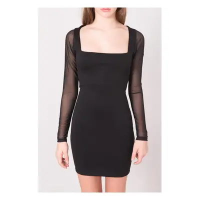 Black Short BSL Square Neck Dress