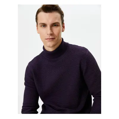 Koton Turtleneck Sweater Knitwear Slim Fit Textured Long Sleeve