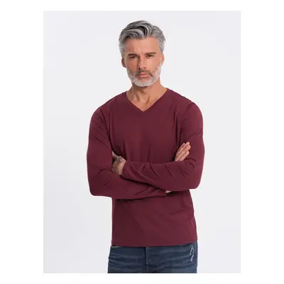 Ombre Men's unprinted longsleeve with a crew neckline - maroon