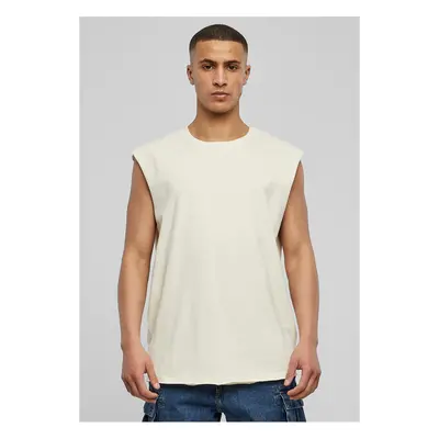 White sand sleeveless t-shirt with open brim