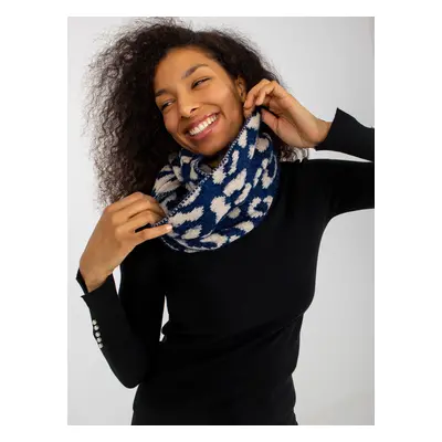 Dark blue and light beige patterned women's chimney scarf