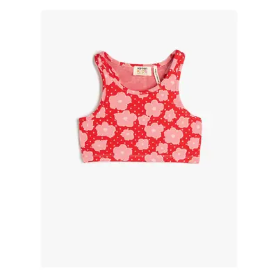 Koton Athlete Crop Floral Sleeveless, Round Neck Slim Fit.