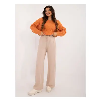 Beige straight viscose trousers